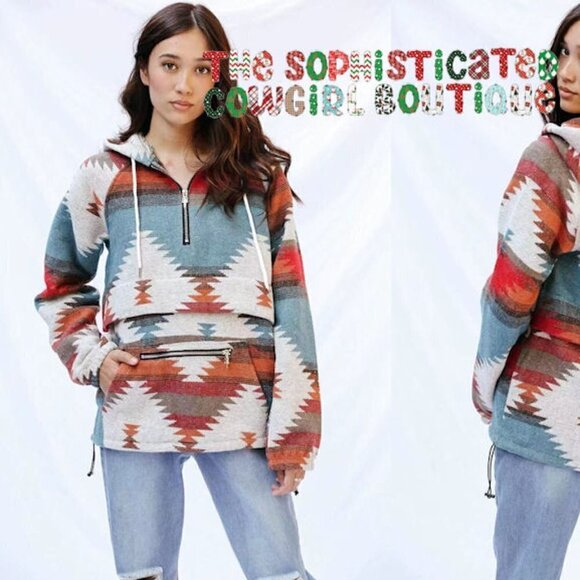 THE CHUMANI LADIES AZTEC PRINT HOODIE - Picture 1 of 6